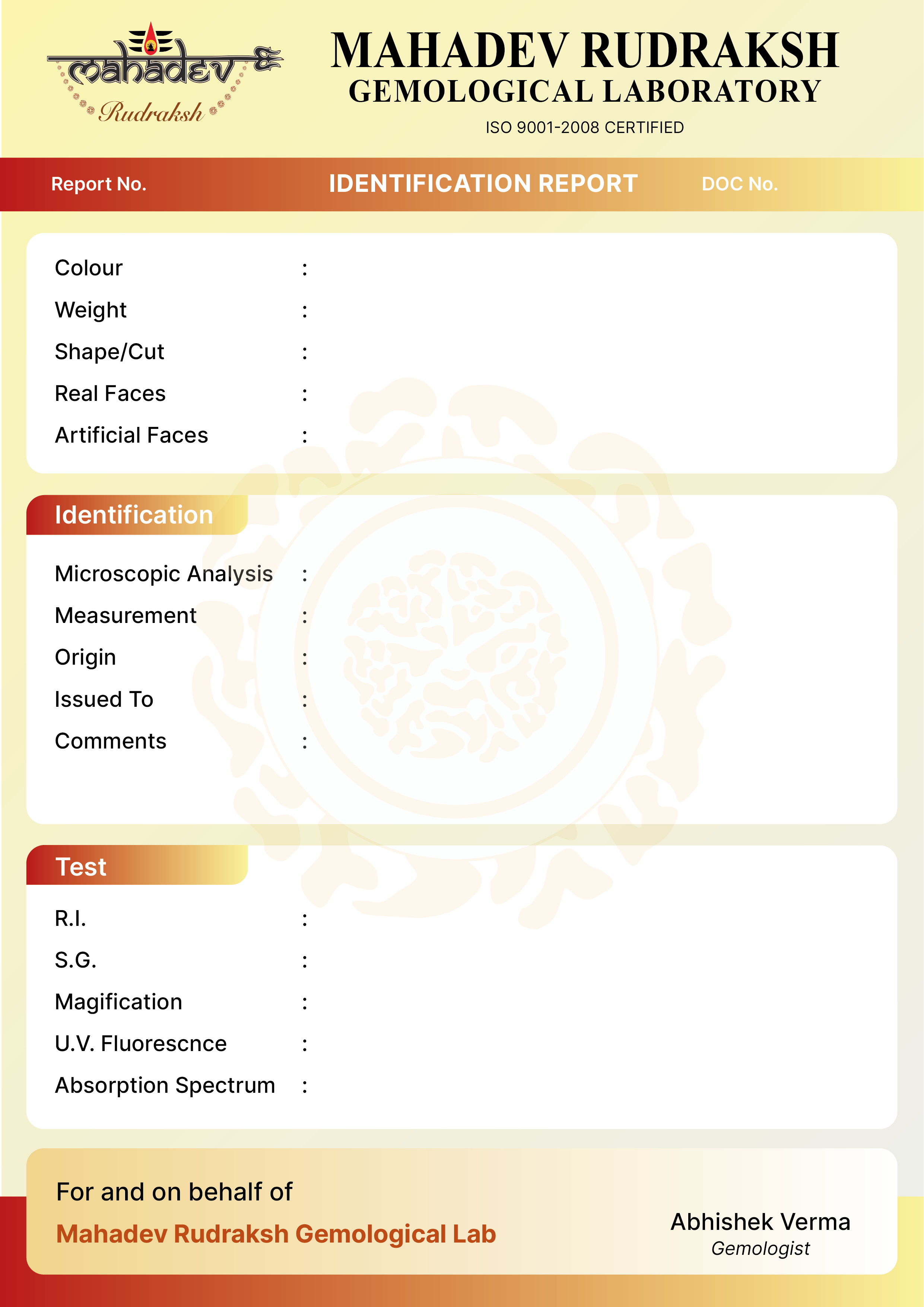Lab Testing Flow Verify Certificate | Mahadev Rudraksh Gems Testing Lab